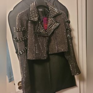 COPY - RHINESTONE STUD MOTO JACKET (CROPPED) XL/ 12/14